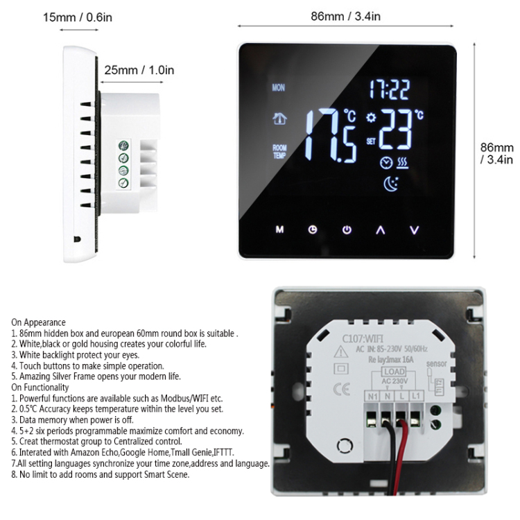 Electrical Home Heater Termostat Digital Room Thermostat Temperature Controller Raumthermostat LCD Display Thermoregulator
